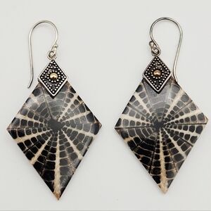 Vintage Robert Manse 18k Gold And  Sterling Silver Spiderweb Shell  Earrings
